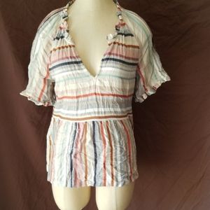 Cute striped low neck shirt.